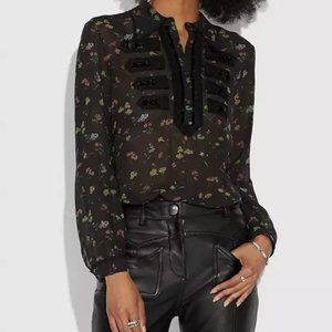 Coach Wildflower Print Military Shirt NWOT